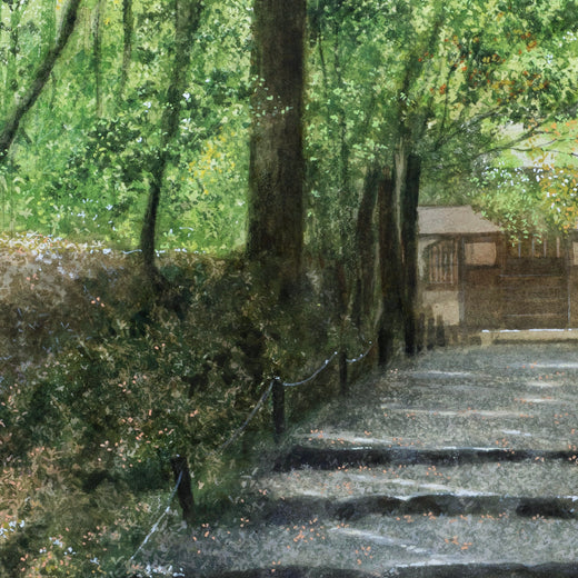 Stone-Paved Path Leading to the Temple by Masato Watanabe |   Closeup View of Artwork 