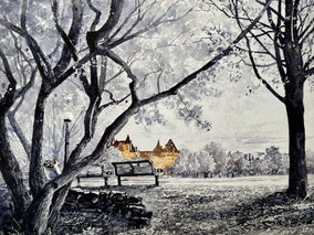Original art for sale at UGallery.com | Major's Hill Park by Maurice Dionne | $575 | watercolor painting | 13' h x 17' w