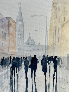 Original art for sale at UGallery.com | The Tour by Maurice Dionne | $425 | watercolor painting | 12' h x 9' w