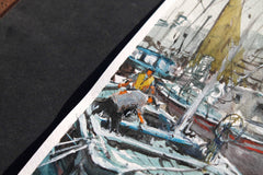 Original art for sale at UGallery.com | Fishermen Village by Maximilian Damico | $850 | watercolor painting | 16.5' h x 12' w | thumbnail 2