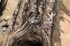 Original art for sale at UGallery.com | Gothic Portal by Maximilian Damico | $750 | watercolor painting | 23' h x 15' w | thumbnail 4