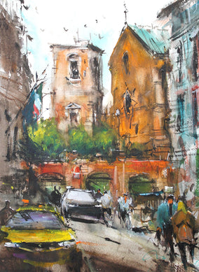 Original art for sale at UGallery.com | Napoli City Life by Maximilian Damico | $650 | watercolor painting | 15' h x 11' w