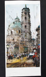 Original art for sale at UGallery.com | Prague St. Nicholas Tower by Maximilian Damico | $550 | watercolor painting | 16' h x 7.5' w | thumbnail 3