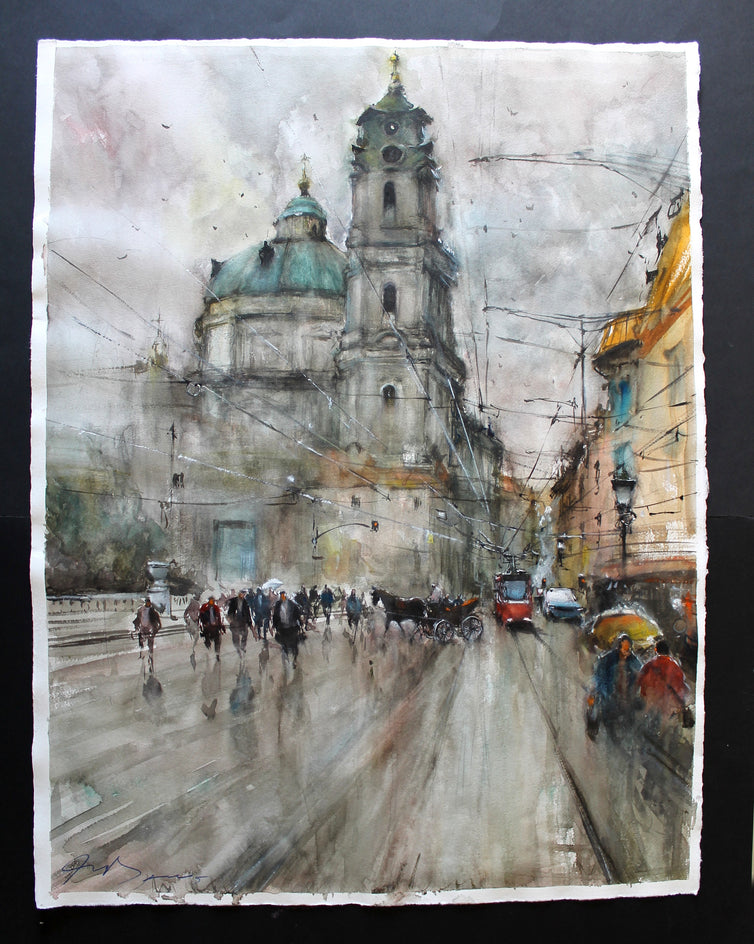Raining in Prague by Maximilian Damico |  Context View of Artwork 