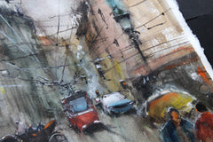 Original art for sale at UGallery.com | Raining in Prague by Maximilian Damico | $1,250 | watercolor painting | 30' h x 22' w | thumbnail 4