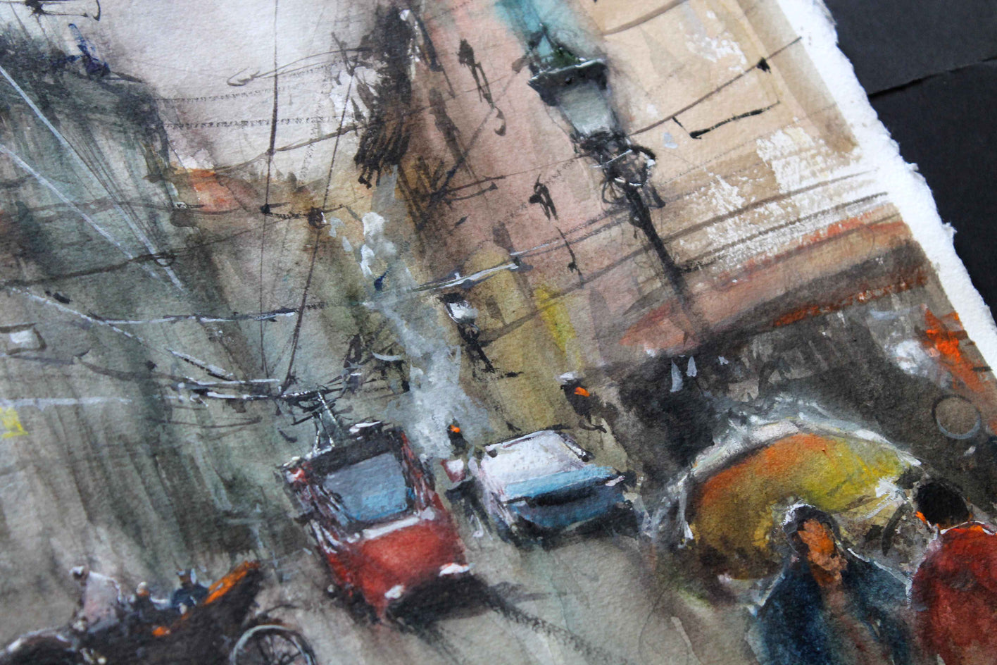 Raining in Prague by Maximilian Damico |  Closeup View of Artwork 