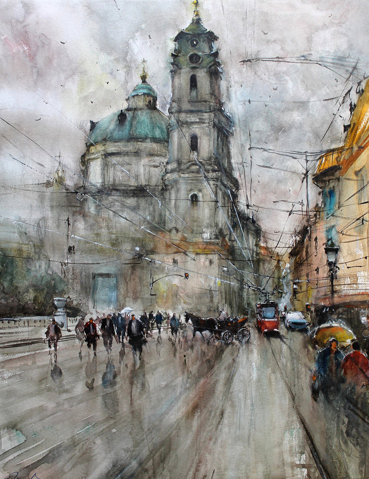 Raining in Prague by Maximilian Damico |  Artwork Main Image 