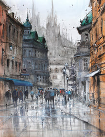 watercolor painting by Maximilian Damico titled Romantic Raining