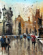 Original art for sale at UGallery.com | Sunset over the Bridge by Maximilian Damico | $650 | watercolor painting | 15.5' h x 11' w | thumbnail 1