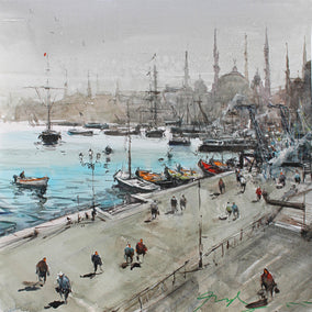 watercolor painting by Maximilian Damico titled The Blue Mosque