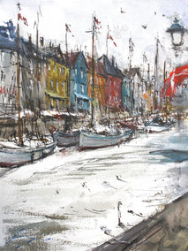 watercolor painting by Maximilian Damico titled Winter in Copenaghen