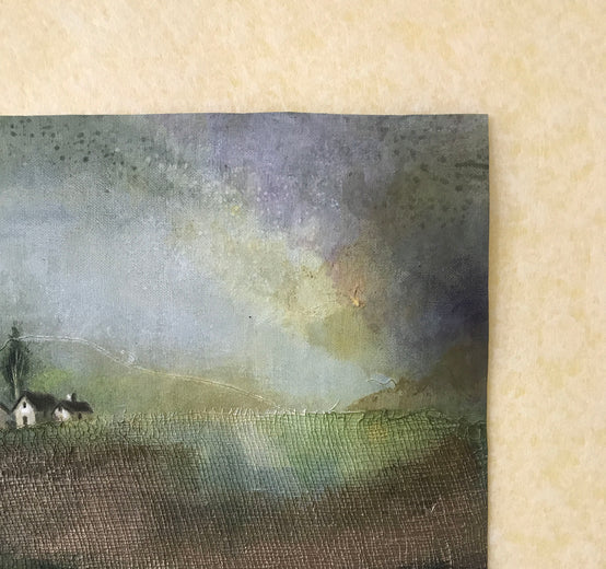 3 Cottages by Mena Malgavkar |  Side View of Artwork 