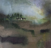 Original art for sale at UGallery.com | 3 Cottages by Mena Malgavkar | $350 | mixed media artwork | 11.5' h x 12' w | thumbnail 1