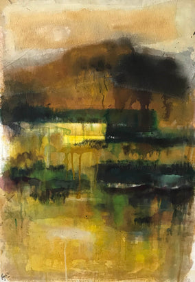 Original art for sale at UGallery.com | Rocky Mountain by Mena Malgavkar | $625 | mixed media artwork | 30' h x 20' w