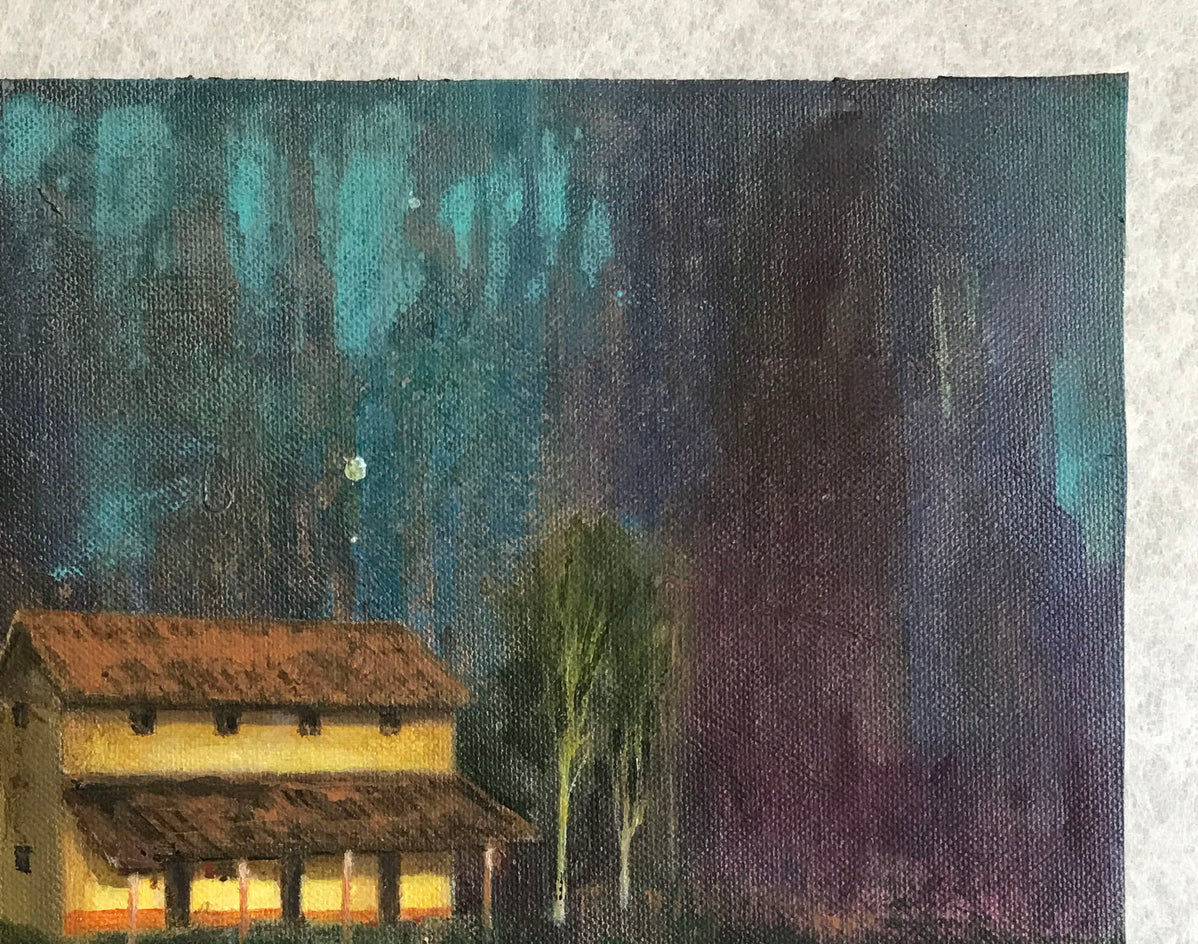 Yellow Farm by Mena Malgavkar |  Side View of Artwork 