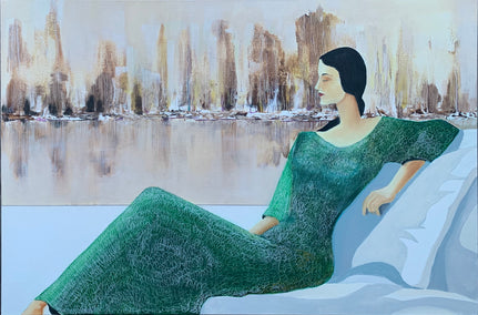 oil painting by Mikhail Zuyeu titled Ornamental Echoes