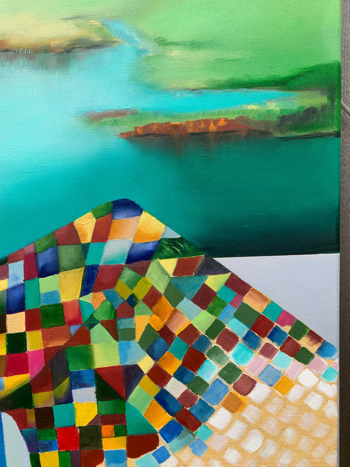 Quiet Horizon Green by Mikhail Zuyeu |  Closeup View of Artwork 