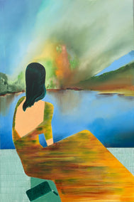 oil painting by Mikhail Zuyeu titled Quiet Horizon Orange