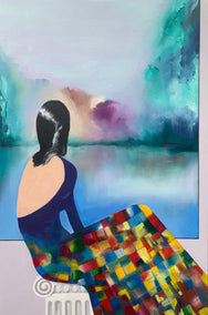 oil painting by Mikhail Zuyeu titled Quiet Horizon Purple