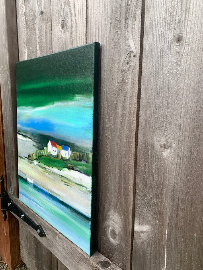Shoreline Calm by Mikhail Zuyeu |  Side View of Artwork 