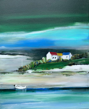 Original art for sale at UGallery.com | Shoreline Calm by Mikhail Zuyeu | $650 | oil painting | 20' h x 16' w