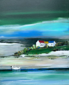 oil painting by Mikhail Zuyeu titled Shoreline Calm