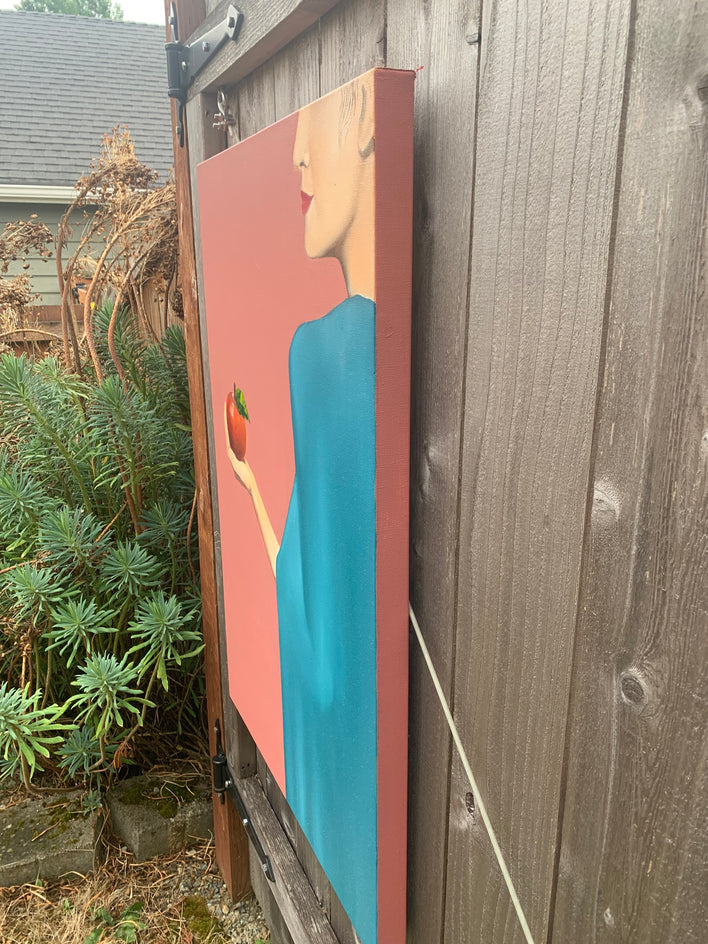 The Gift of the Apple by Mikhail Zuyeu |  Side View of Artwork 