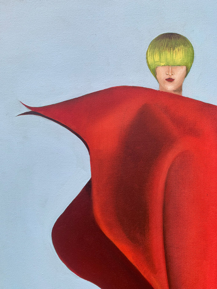 The Red Veil by Mikhail Zuyeu |  Closeup View of Artwork 