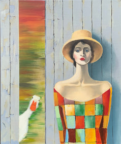oil painting by Mikhail Zuyeu titled The Silent Visitor