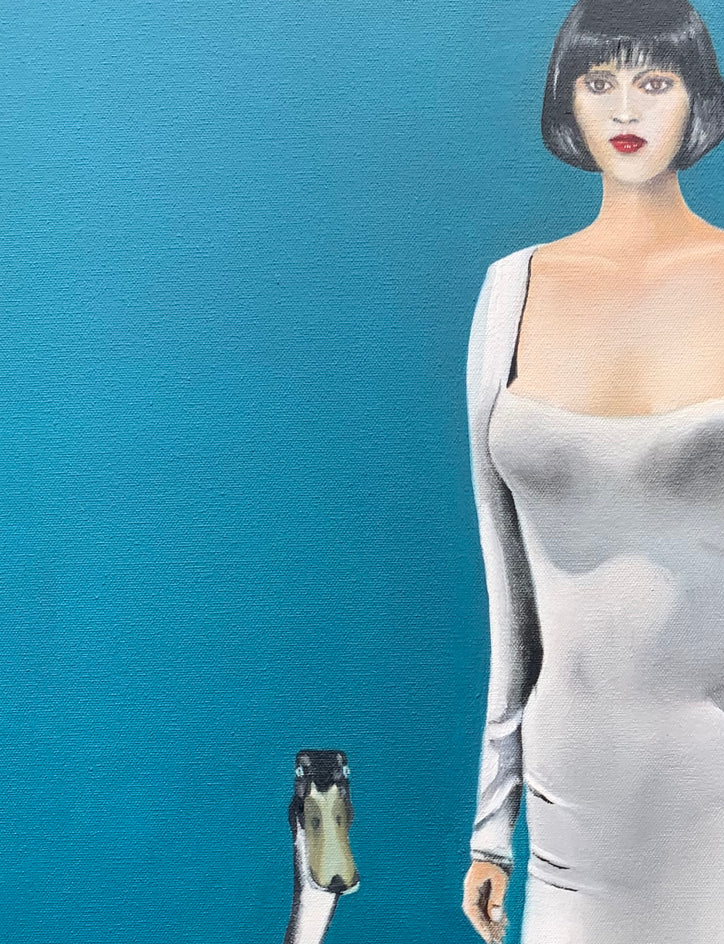 The White Gown by Mikhail Zuyeu |  Closeup View of Artwork 