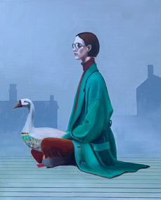 oil painting by Mikhail Zuyeu titled Veil of Signals