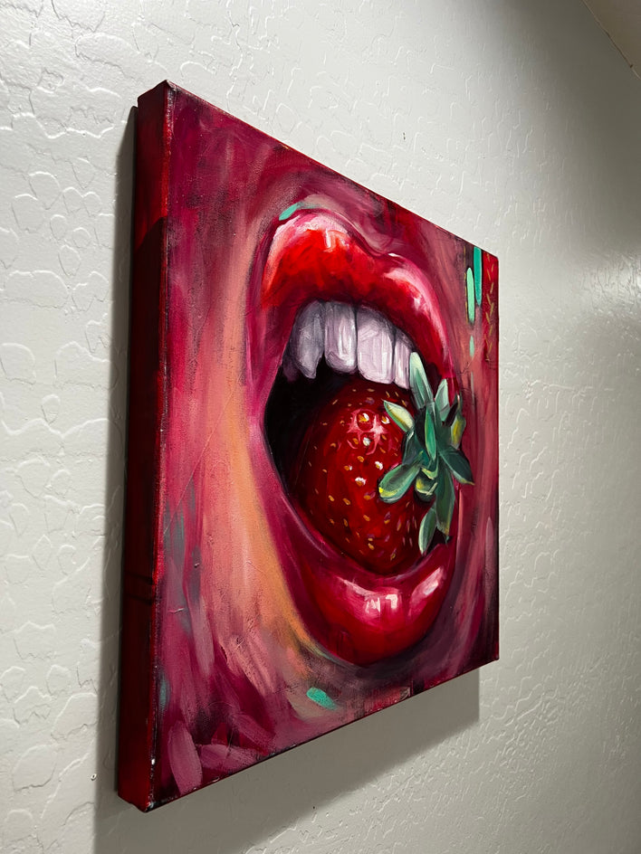 Strawberry Kisses by Miranda Gamel |  Side View of Artwork 