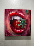 Original art for sale at UGallery.com | Strawberry Kisses by Miranda Gamel | $1,000 | oil painting | 18' h x 18' w | thumbnail 3