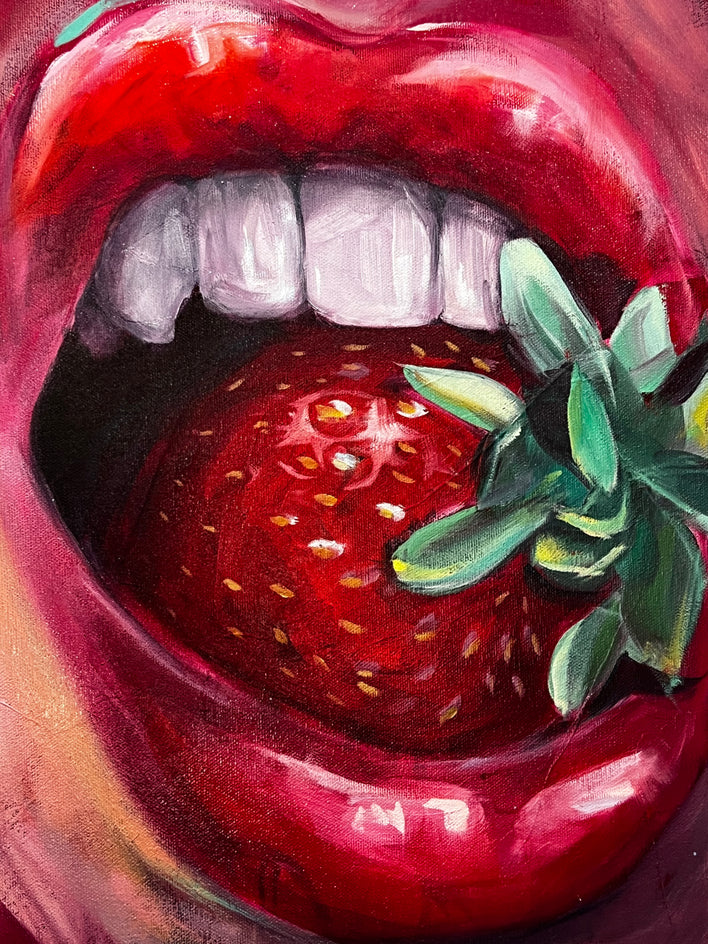Strawberry Kisses by Miranda Gamel |  Closeup View of Artwork 