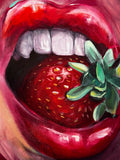 Original art for sale at UGallery.com | Strawberry Kisses by Miranda Gamel | $1,000 | oil painting | 18' h x 18' w | thumbnail 4