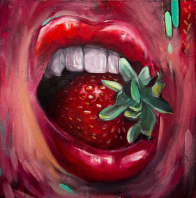oil painting by Miranda Gamel titled Strawberry Kisses
