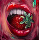 Original art for sale at UGallery.com | Strawberry Kisses by Miranda Gamel | $1,000 | oil painting | 18' h x 18' w | thumbnail 1