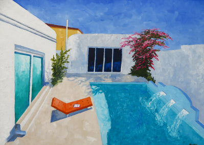 oil painting by Mitchell Freifeld titled Bougainvillea