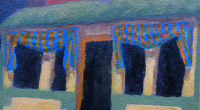 Original art for sale at UGallery.com | King's Quick Lunch by Mitchell Freifeld | $600 | oil painting | 15' h x 19' w | thumbnail 4