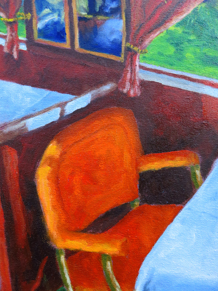 Luxury Train Through the Alps by Mitchell Freifeld |  Closeup View of Artwork 