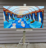 Original art for sale at UGallery.com | Piano Bar by Mitchell Freifeld | $1,800 | oil painting | 27' h x 50' w | thumbnail 3