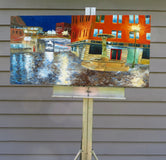 Original art for sale at UGallery.com | Rainy Night in Old Town by Mitchell Freifeld | $1,275 | oil painting | 20' h x 40' w | thumbnail 3