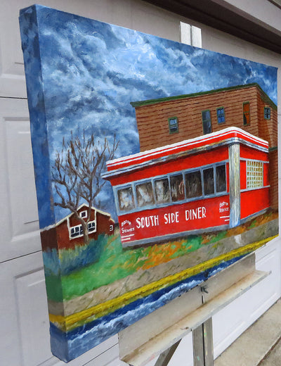 South Side Diner by Mitchell Freifeld |  Side View of Artwork 