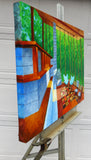 Original art for sale at UGallery.com | Teal Butterfly Chairs by Mitchell Freifeld | $975 | oil painting | 23' h x 30' w | thumbnail 2