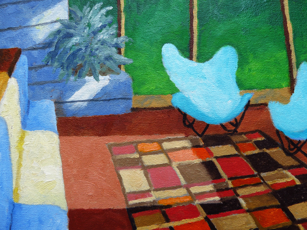 Teal Butterfly Chairs by Mitchell Freifeld |  Closeup View of Artwork 