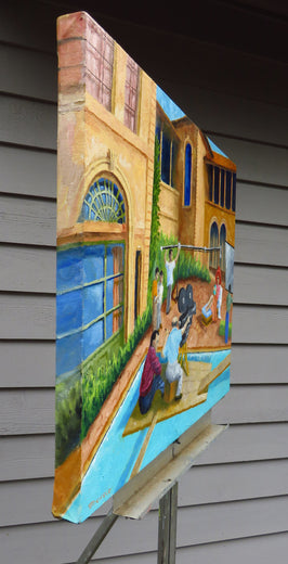 The Red Hat by Mitchell Freifeld |  Side View of Artwork 