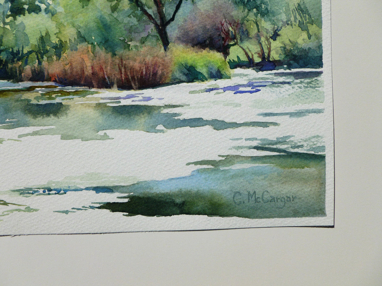 Mt. Diablo Across the Pond by Catherine McCargar |  Side View of Artwork 