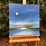Original art for sale at UGallery.com | Moonlight Marsh by Nancy Hughes Miller | $900 | oil painting | 18' h x 18' w | thumbnail 3