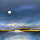 Original art for sale at UGallery.com | Moonlight Marsh by Nancy Hughes Miller | $900 | oil painting | 18' h x 18' w | thumbnail 1