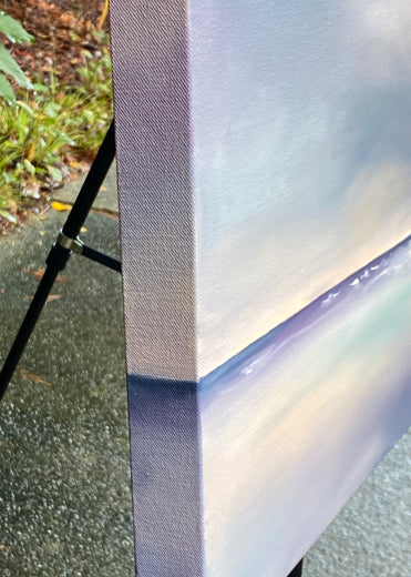 Shoreline Cloudscape by Nancy Hughes Miller |  Side View of Artwork 